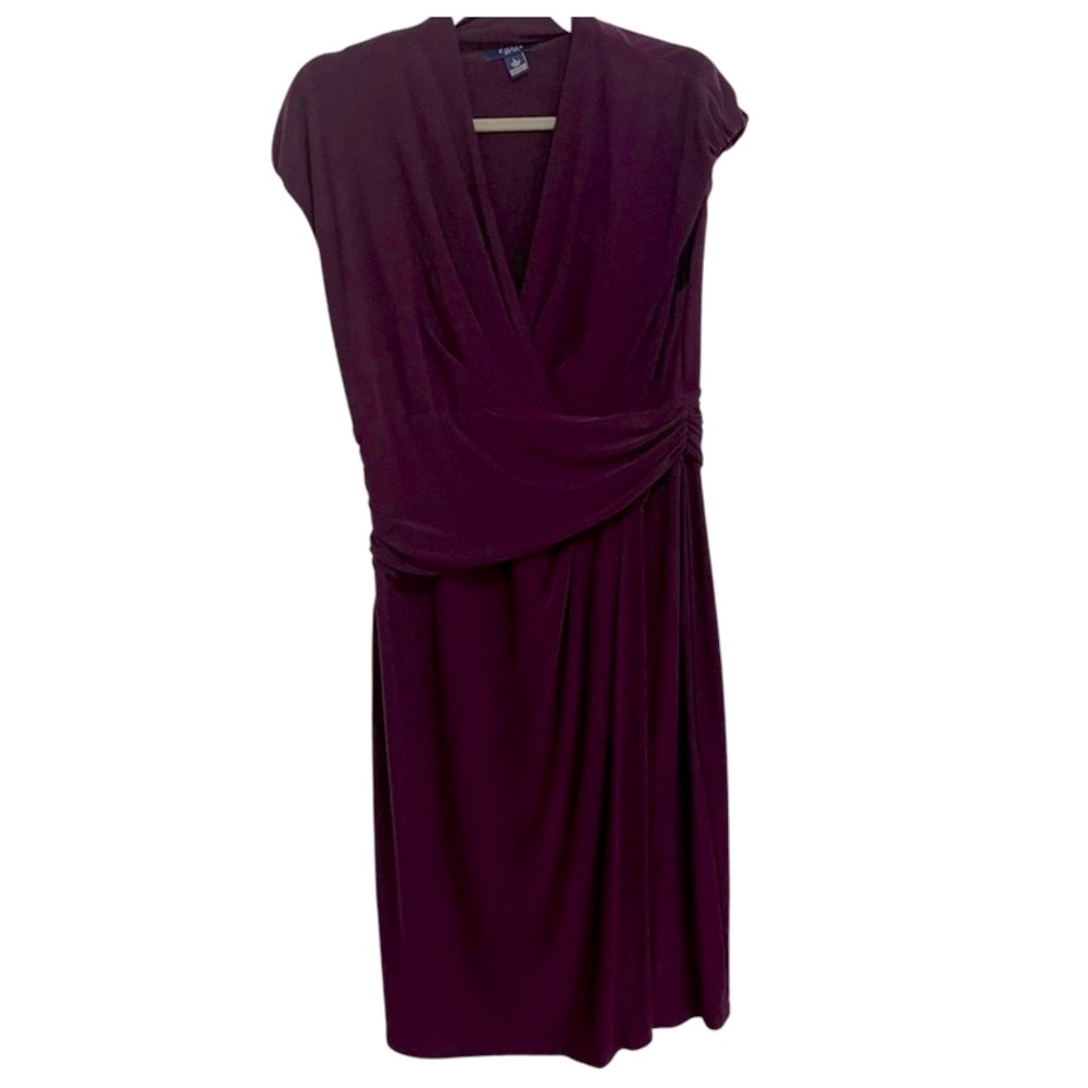 1191 Chaps Faux Wrap Dress Plum